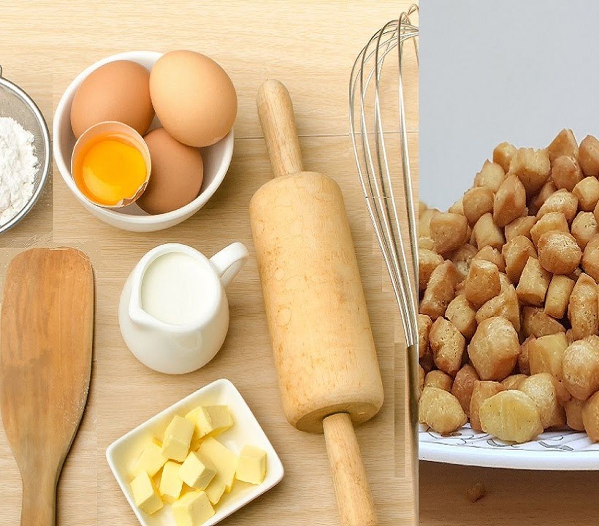 Natural African food ingredients - wheat flour, eggs, butter, spices